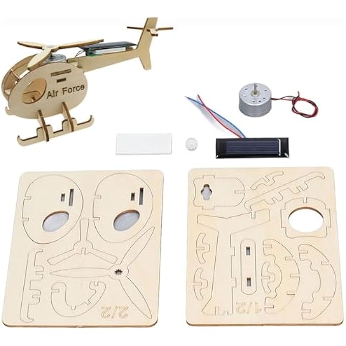 WOODEN STEM MODEL AIRPLANE & HELICOPTER, 3D PUZZLE CRAFT KIT FOR ADULTS AND KIDS, DIY WOODEN SOLAR HELICOPTER KIT, EDUCATIONAL STEM MODEL KITS, WOODE N CONSTRUCTION KITS FOR ADULTS TO BUILD - Image 2